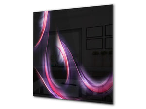 Impresionante protector contra salpicaduras de vidrio impreso BS15B Texturas abstractas B: Ola púrpura de rosas 3