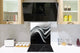 Stunning printed Glass backsplash BS15B Abstract textures B: Black And White Wave 1