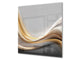 Stunning printed Glass backsplash BS15B Abstract textures B: Golden Gray Wave