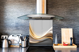 Rückwand aus gehärtetem Glas mit Aufdruck – Küchenrückwand aus Glas BS15B Abstrakte Texturen B:  Golden Gray Wave