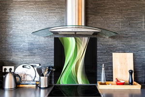Rückwand aus gehärtetem Glas mit Aufdruck – Küchenrückwand aus Glas BS15B Abstrakte Texturen B:  Green Wave 2