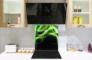 Magnifico paraschizzi in vetro stampato – Pannello in vetro temperato da cucina BS15B Trame astratte B: Green Wave 4