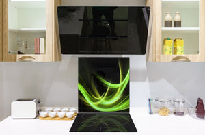 Rückwand aus gehärtetem Glas mit Aufdruck – Küchenrückwand aus Glas BS15B Abstrakte Texturen B:  Green Wave 5
