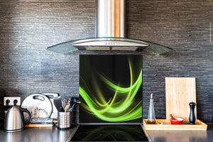 Magnifico paraschizzi in vetro stampato – Pannello in vetro temperato da cucina BS15B Trame astratte B: Green Wave 5