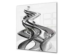 Stunning printed Glass backsplash BS15B Abstract textures B: Silver Abstract 2