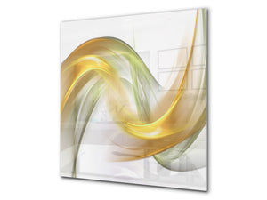 Stunning printed Glass backsplash BS15B Abstract textures B: Yellow Wave 3