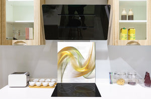 Stunning printed Glass backsplash BS15B Abstract textures B: Yellow Wave 3