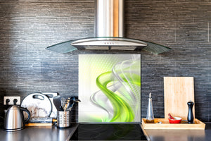 Magnifico paraschizzi in vetro stampato – Pannello in vetro temperato da cucina BS15B Trame astratte B: Green Wave 6