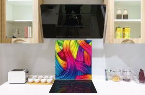 Stunning printed Glass backsplash BS15B Abstract textures B: Colorful Wave 6