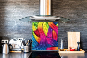 Magnifico paraschizzi in vetro stampato – Pannello in vetro temperato da cucina BS15B Trame astratte B: Colorful Wave 6