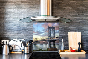 Tempered glass kitchen wall panel BS24 Bridges Series: City Bridge 1