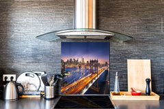 Magnifico paraschizzi in vetro stampato – Pannello in vetro temperato da cucina BS24 Serie ponti:  Ponte di Brooklyn 1