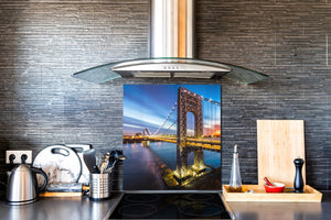 Tempered glass kitchen wall panel BS24 Bridges Series: City Bridge 4