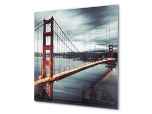Antiprojections fourneaux verre de sécurité – Fond en verre – Antiéclaboussures lavabo BS24 Série ponts  Golden Gate Bridge 1