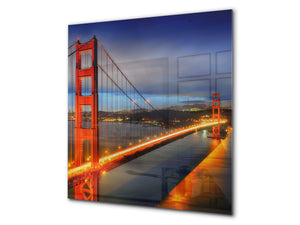 Tempered glass kitchen wall panel BS24 Bridges Series: Golden Gate Bridge 2
