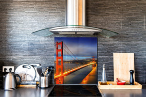 Tempered glass kitchen wall panel BS24 Bridges Series: Golden Gate Bridge 2