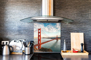 Antiprojections fourneaux verre de sécurité – Fond en verre – Antiéclaboussures lavabo BS24 Série ponts  Golden Gate Bridge 3