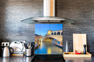 Tempered glass kitchen wall panel BS24 Bridges Series: Rialto Bridge In Venice 1