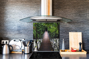 Tempered glass kitchen wall panel BS24 Bridges Series: Jungle Bridge 1