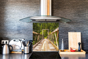 Panel de vidrio templado ; Serie puentes BS24 Puente de madera