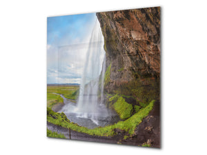 Glasrückwand mit atemberaubendem Aufdruck – Küchenwandpaneele aus gehärtetem Glas BS16 Serie Wasserfalllandschaften:  Waterfall Nature 2