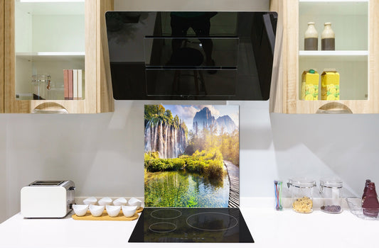 Tempered glass Cooker backsplash BS16 Waterfall landscapes Series: Waterfall Lake 1