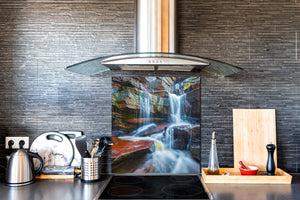 Paraschizzi fornelli vetro temperato – Pannello in vetro – Paraspruzzi lavandino BS16 Serie cascate: Waterfall Stones 1