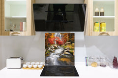 Tempered glass Cooker backsplash BS16 Waterfall landscapes Series: Waterfall Stones 2