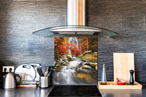 Glasrückwand mit atemberaubendem Aufdruck – Küchenwandpaneele aus gehärtetem Glas BS16 Serie Wasserfalllandschaften:  Waterfall Stones 2