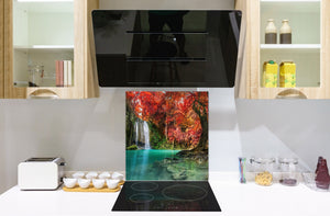 Placa protectora contra salpicaduras de vidrio templado BS16 Serie de paisajes de cascada: Cascada de otoño