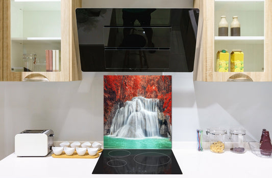 Tempered glass Cooker backsplash BS16 Waterfall landscapes Series: Waterfall Flowers 2