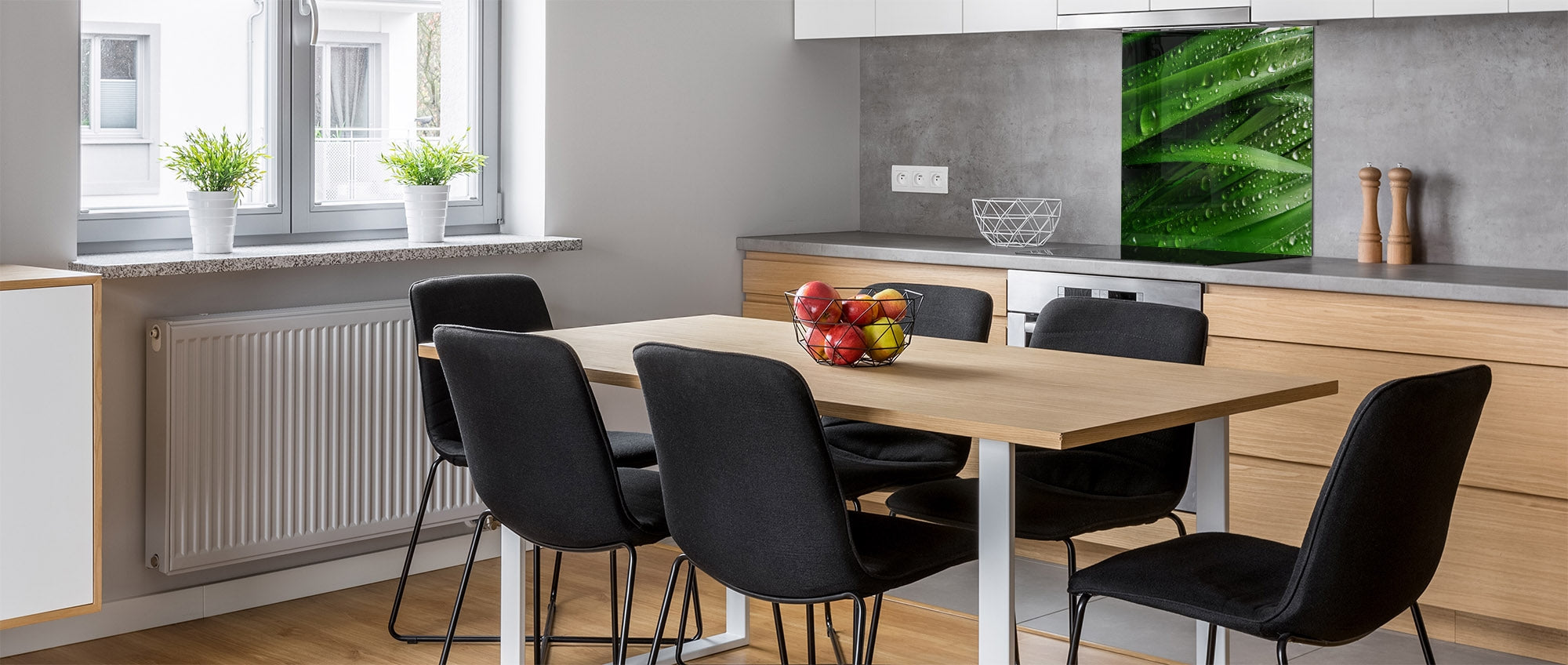 Kitchen & Bathroom splashback BS17 Green grass and cereals Series Leaf Drops Of Water 1