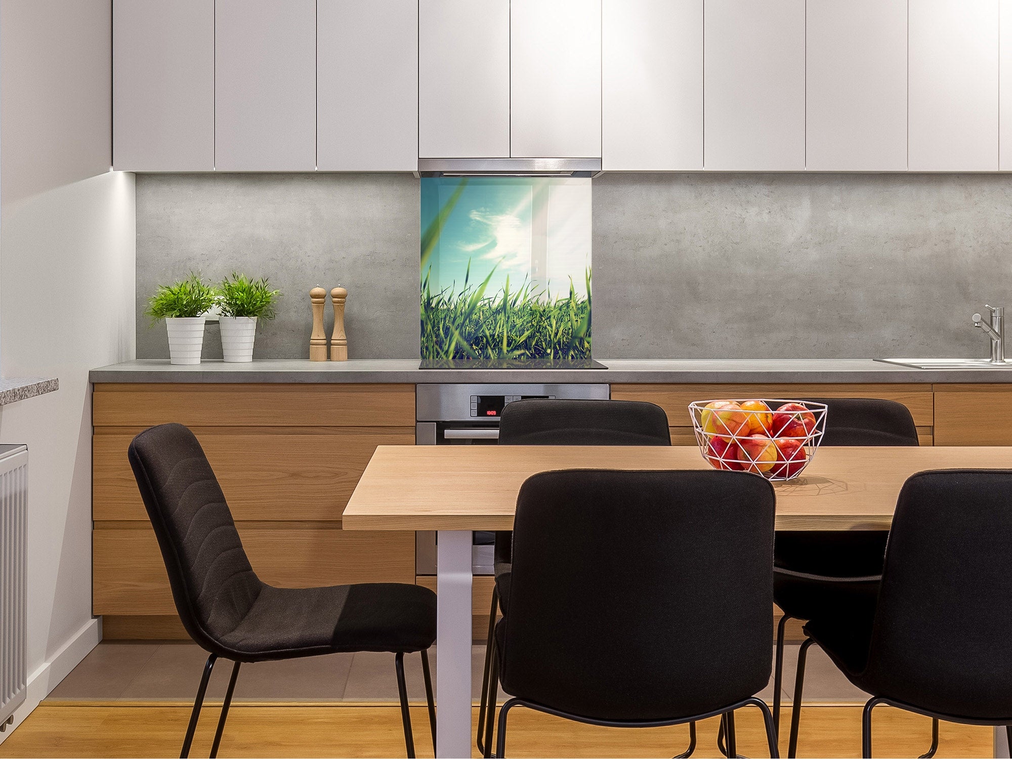 Kitchen & Bathroom splashback BS17 Green grass and cereals Series Grass Leaf Meadow