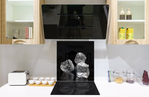 Glass kitchen splashback – Glass upstand BS18 Ice cubes Series: Ice Cubes Black 1