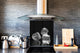 Elegante paraschizzi vetro temperato – Paraspruzzi cucina vetro – Pannello vetro BS18 Serie ghiaccio; Cubetti di ghiaccio Nero 1