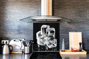 Aufkantung aus Hartglas – Glasrückwand – Rückwand für Küche und Bad BS18 Serie Eiswürfel:  Ice Cubes Black 2