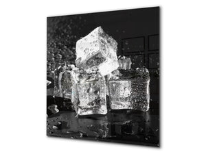 Glass kitchen splashback – Glass upstand BS18 Ice cubes Series: Ice Cubes Black 3