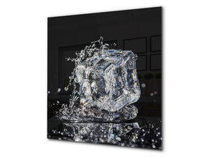 Glass kitchen splashback – Glass upstand BS18 Ice cubes Series: Ice Cubes Black 4
