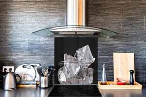 Aufkantung aus Hartglas – Glasrückwand – Rückwand für Küche und Bad BS18 Serie Eiswürfel:  Ice Cubes Black 5