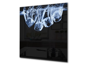 Glass kitchen splashback – Glass upstand BS18 Ice cubes Series: Ice Cubes In Water