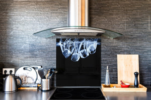 Elegante paraschizzi vetro temperato – Paraspruzzi cucina vetro – Pannello vetro BS18 Serie ghiaccio:  Ice Cubes In Water