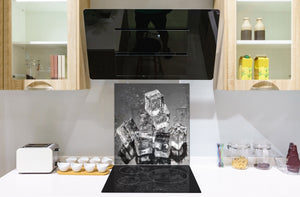 Glass kitchen splashback – Glass upstand BS18 Ice cubes Series: Ice Cubes Gray 1