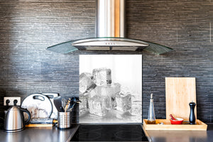 Paraspruzzi cucina vetro – Pannello vetro BS18 Serie ghiaccio: Cubetti di ghiaccio Grigio 3