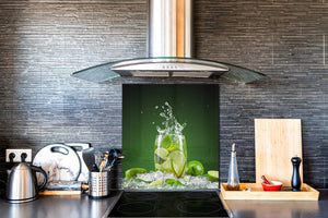 Aufkantung aus Hartglas – Glasrückwand – Rückwand für Küche und Bad BS09 Serie Wasserspritzer:  Lime Mojito 1