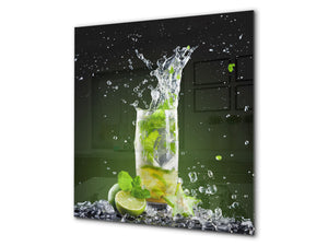 Aufkantung aus Hartglas – Glasrückwand – Rückwand für Küche und Bad BS09 Serie Wasserspritzer:  Lime Mojito 2