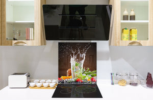 Elegante paraschizzi vetro temperato – Paraspruzzi cucina vetro – Pannello vetro BS09 Serie gocce d’acqua  Bevanda alla frutta 2