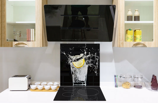 Glass kitchen splashback – Glass upstand BS09 Water splash Series: Lemon Drink