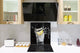 Elegante paraschizzi vetro temperato – Paraspruzzi cucina vetro – Pannello vetro BS09 Serie gocce d’acqua  Bevanda al limone