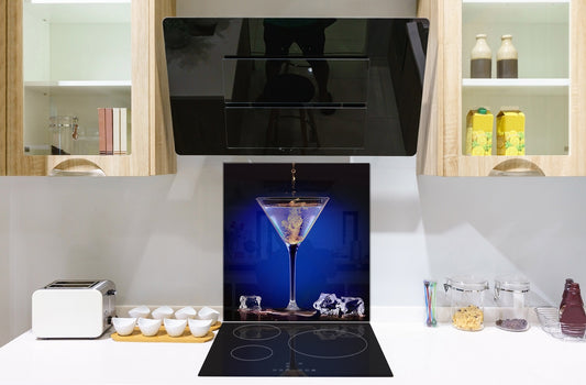 Glass kitchen splashback – Glass upstand BS09 Water splash Series: Ice Cube Drink