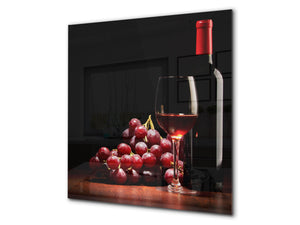Elegante Hartglasrückwand – Glasrückwand für Küche – Glasaufkantung BS19 Serie Wein:  Wine Grape